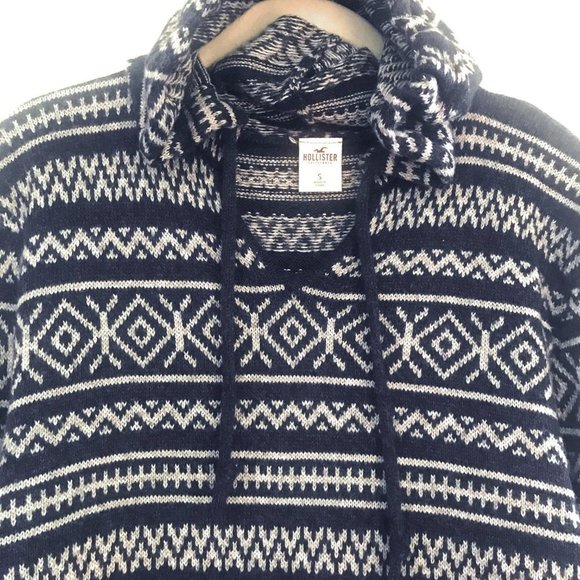 Hollister Navy Gray Fairisle Hoodie - Size S - Picture 2 of 7